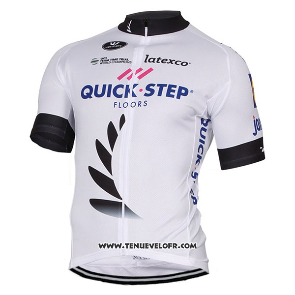 2017 Maillot Ciclismo Quick Step Floors Blanc Manches Courtes et Cuissard